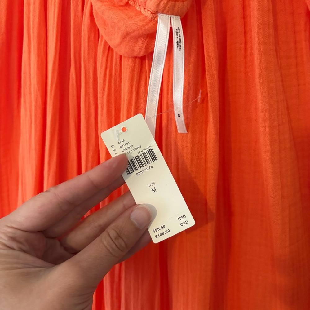 Anthropologie Coral-Orange Maxi Dress with Spaghetti Straps - Picture 4 of 7
